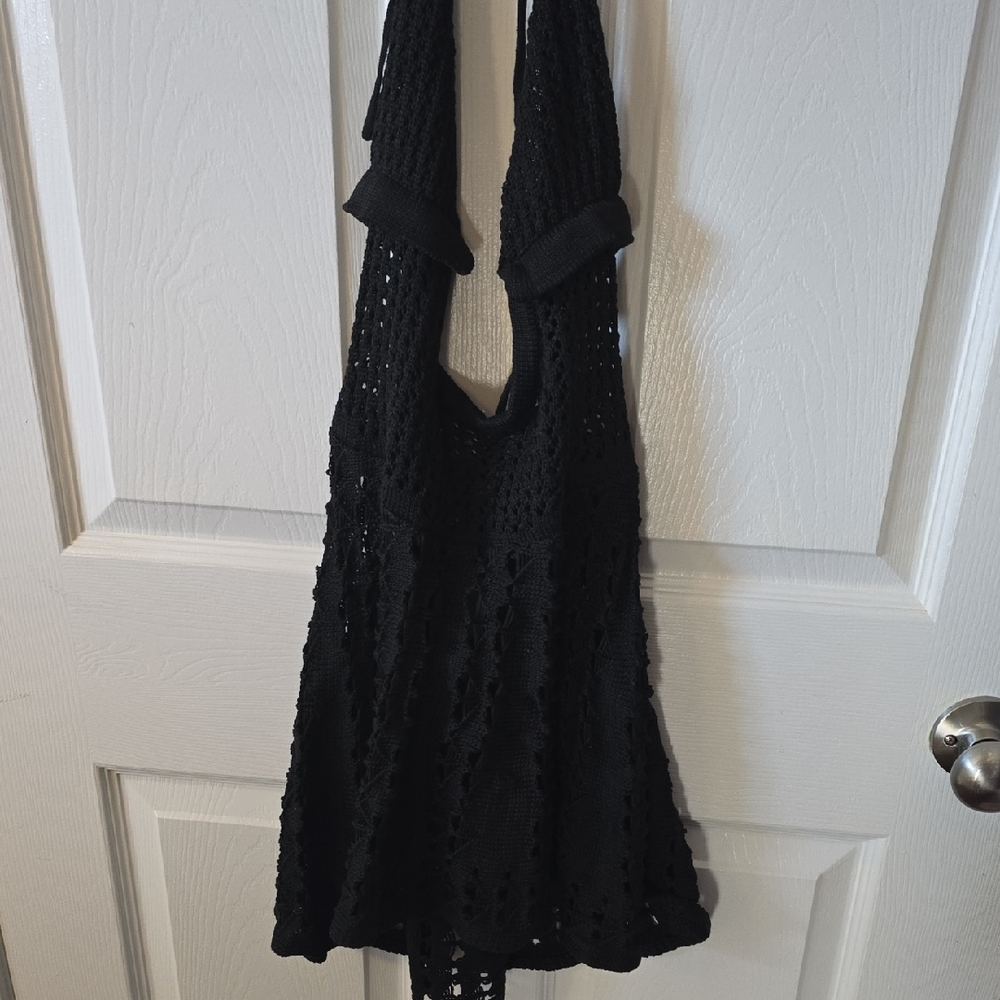 Black Crochet Cover Up